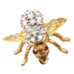 Herbert Rosenthal Diamond Gold Bee Pin Brooch