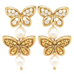 Van Cleef & Arpels Sapphire Diamond Gold Butterfly Earrings