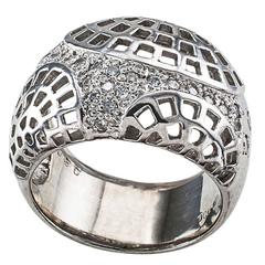 Futuristic Diamond Platinum Wide Band Ring