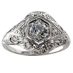1920s  .51 Carat Diamond Platinum Engagement Ring