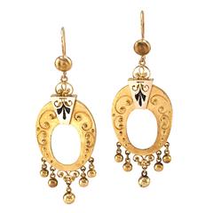 Antique Large Victorian Gold Pendant Earrings