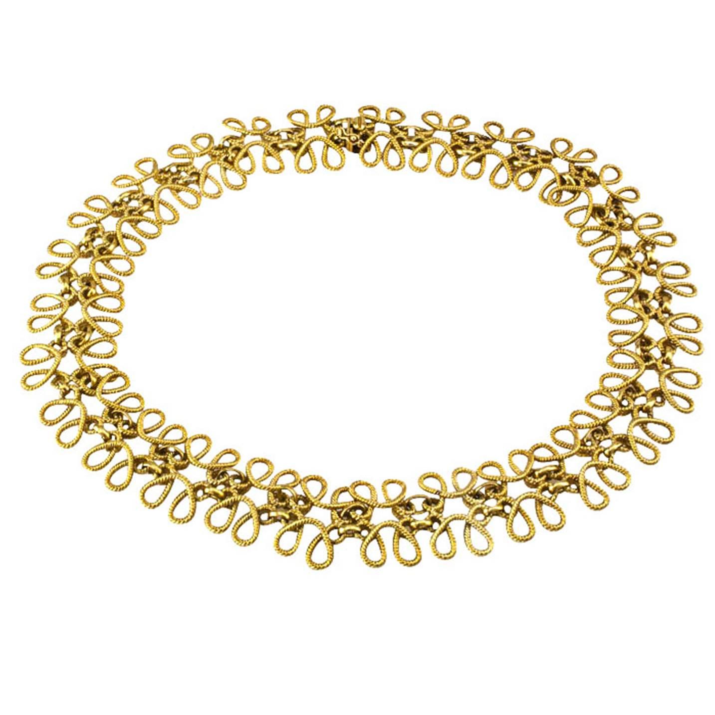1960s Handwoven Gold Necklace