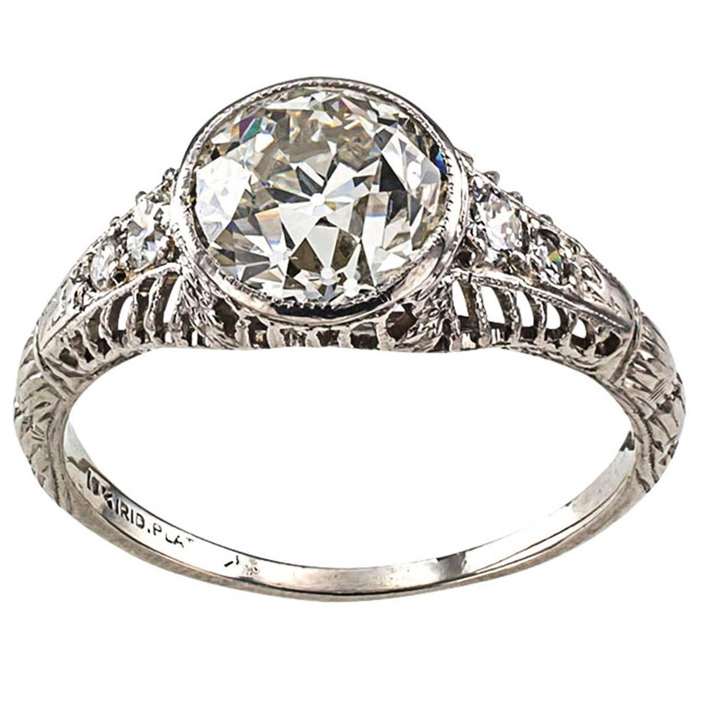 Edwardian 1.84 Carat Diamond Platinum Engagement Ring