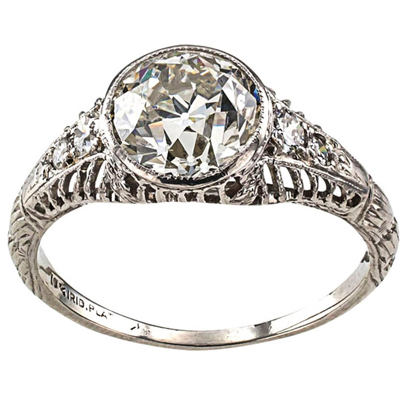Edwardian 1.84 Carat Diamond Platinum Engagement Ring For ...
