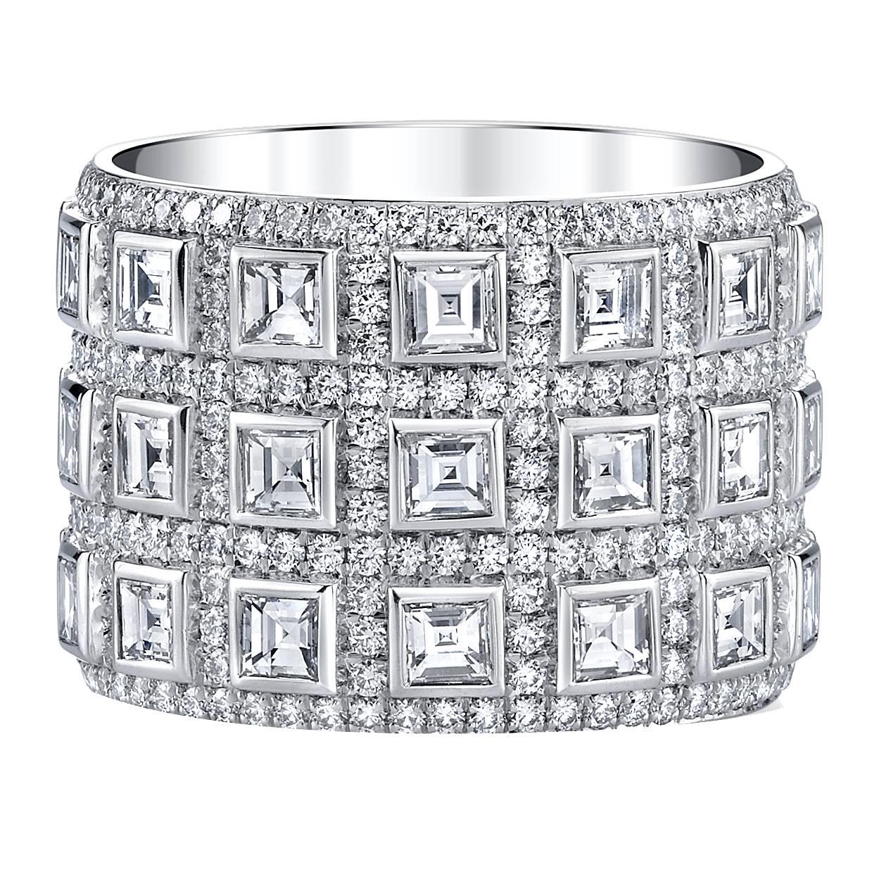 Carré Cut Diamond Platinum Ring