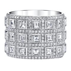 Carré Cut Diamond Platinum Ring