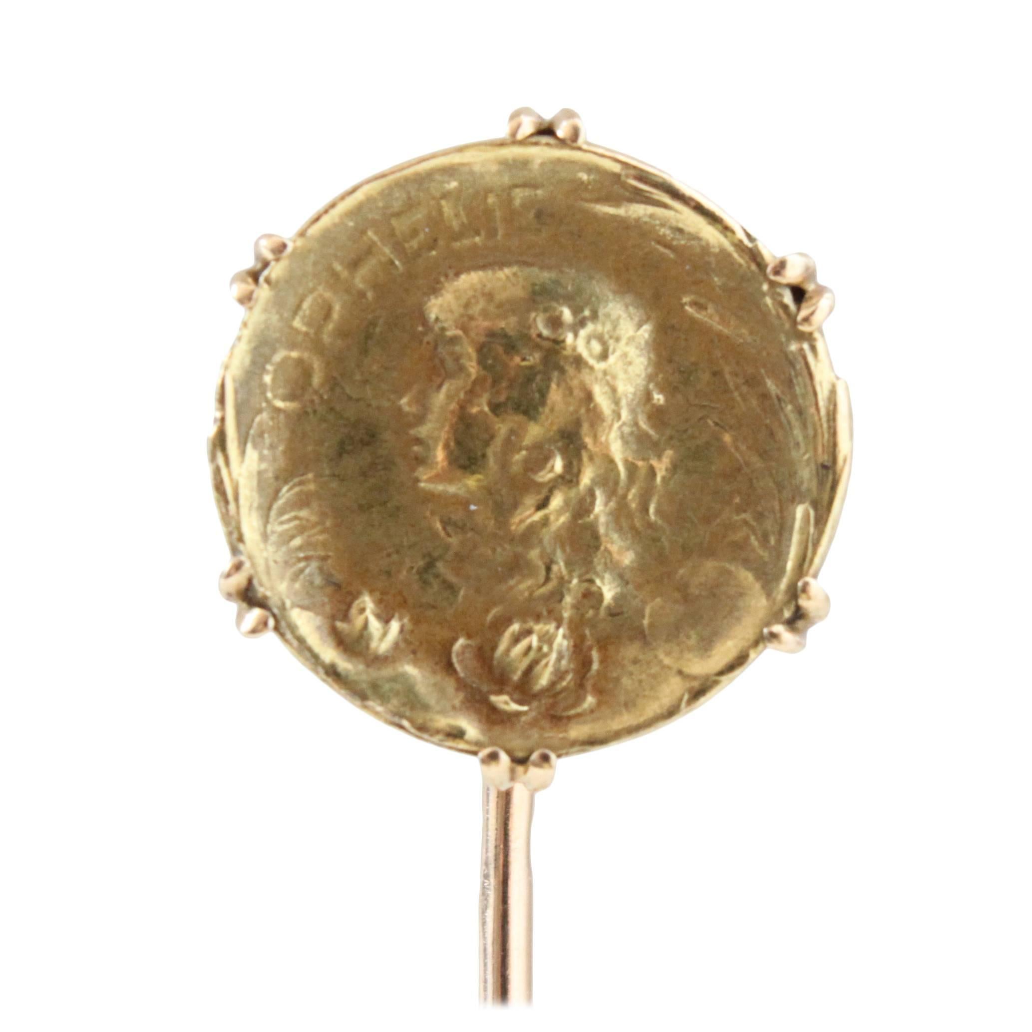 1910s Art Nouveau Ophelie Gold Stick Pin