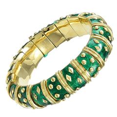 Tiffany & Co. Schlumberger Classic Enamel Gold Bangle Bracelet