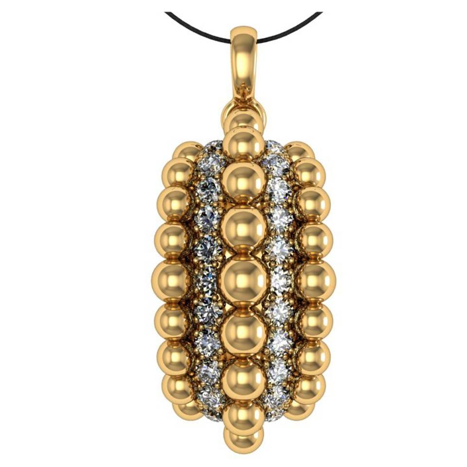 Melody Deldjou Fard & Sparkles Diamond Gold Pendant For Sale