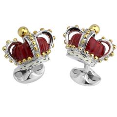 Deakin & Francis  Enamel Silver Crown Cufflinks