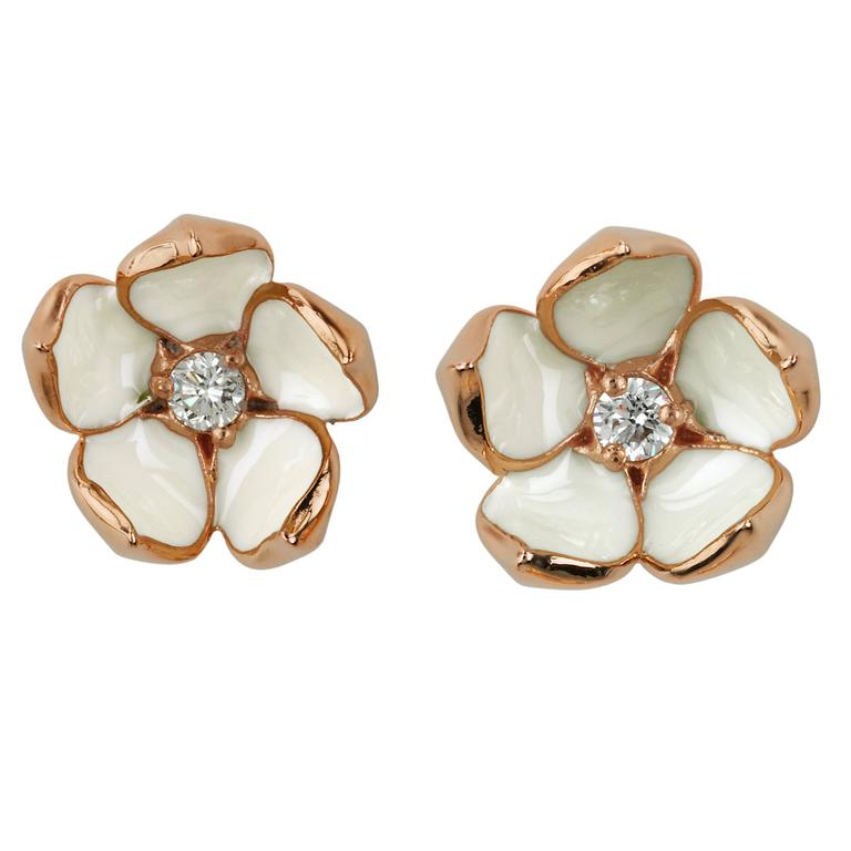 Shaun Leane Diamond Silver Gold Vermeil Cherry Blossom Stud Earrings For Sale