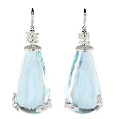 Aquamarine Diamond Gold Earrings 11