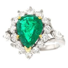 Retro Cartier Emerald Diamond Platinum Ring
