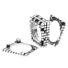 Metatron Tapered Square 4 Part Silver Ring 10
