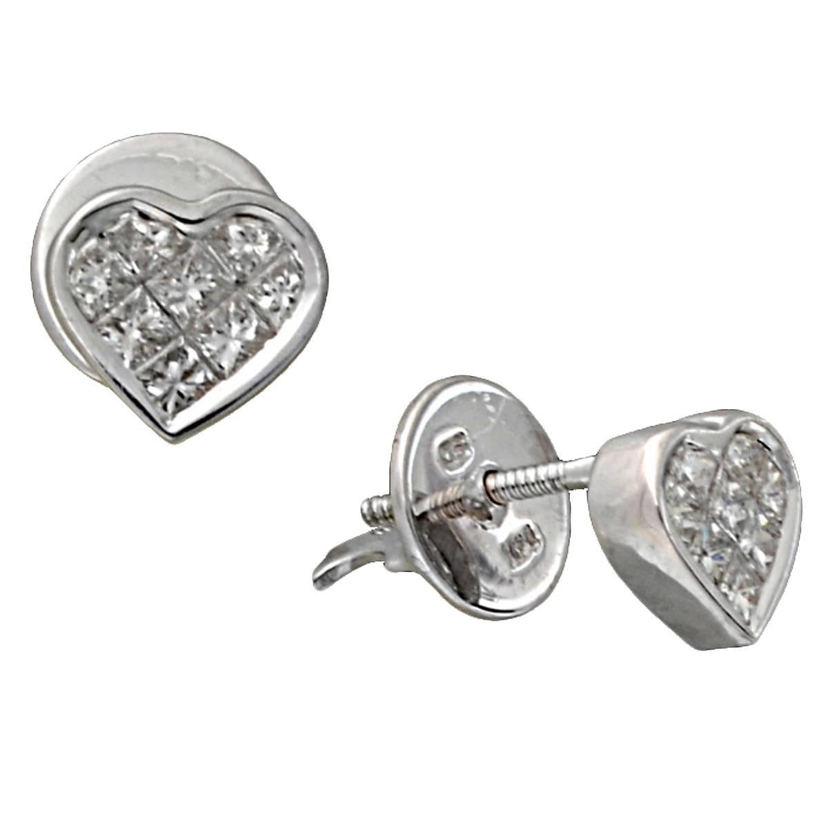 Princess Diamond Gold Cluster Earrings