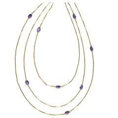 Edwardian Amethyst Gold Long Chain