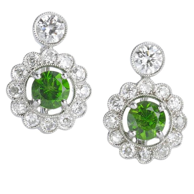 Demantoid Garnet Diamond Gold Platinum Cer Earrings For At Demantoid Garnet Diamond Gold Platinum Cer Earrings For