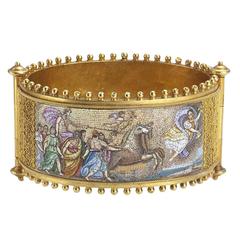 Antique Micro Mosaic Gold Bangle Bracelet