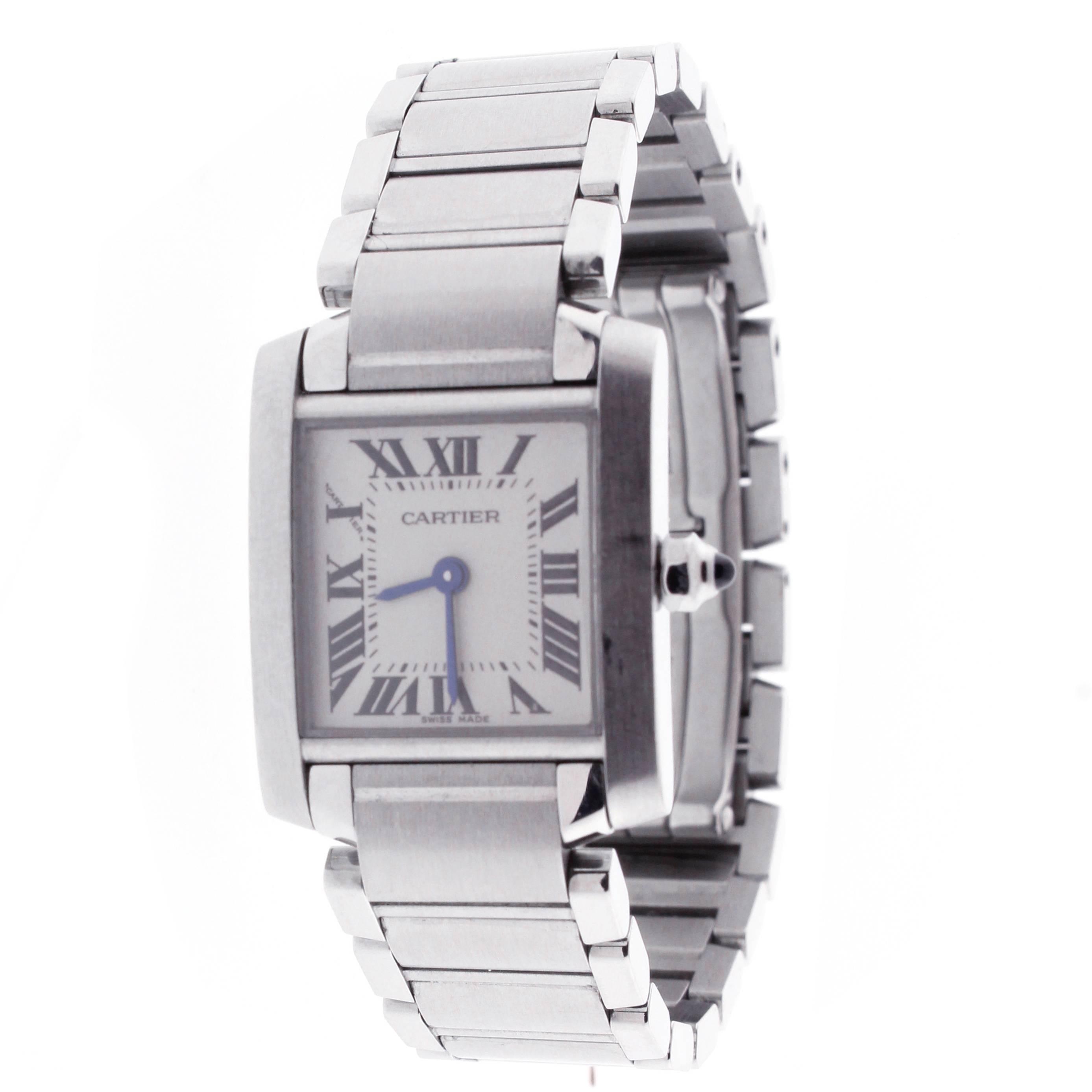 Cartier Lady's Stainless Steel Tank Française Quartz Wristwatch Ref W51008Q3 