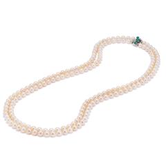 Emerald Akoya Pearl Gold Necklace