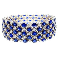 Sapphire Diamond Gold Five Row Bracelet 11