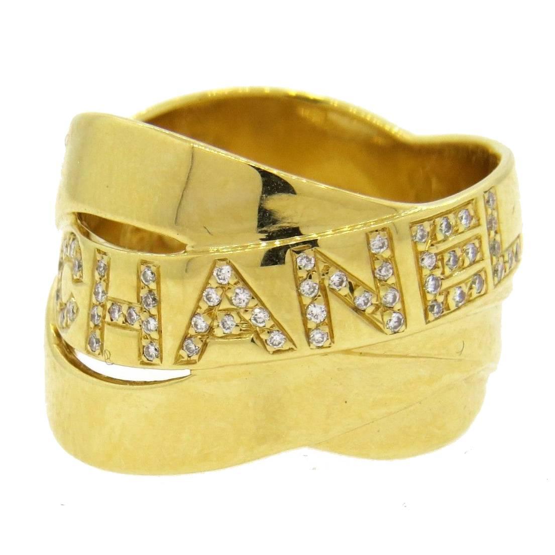 Chanel Diamond Gold Band Ring