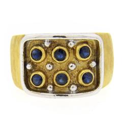 Buccellati Sapphire Gold Split Shank Ring