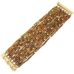 Verdura Faceted Gem Stone Gold Bead Bracelet