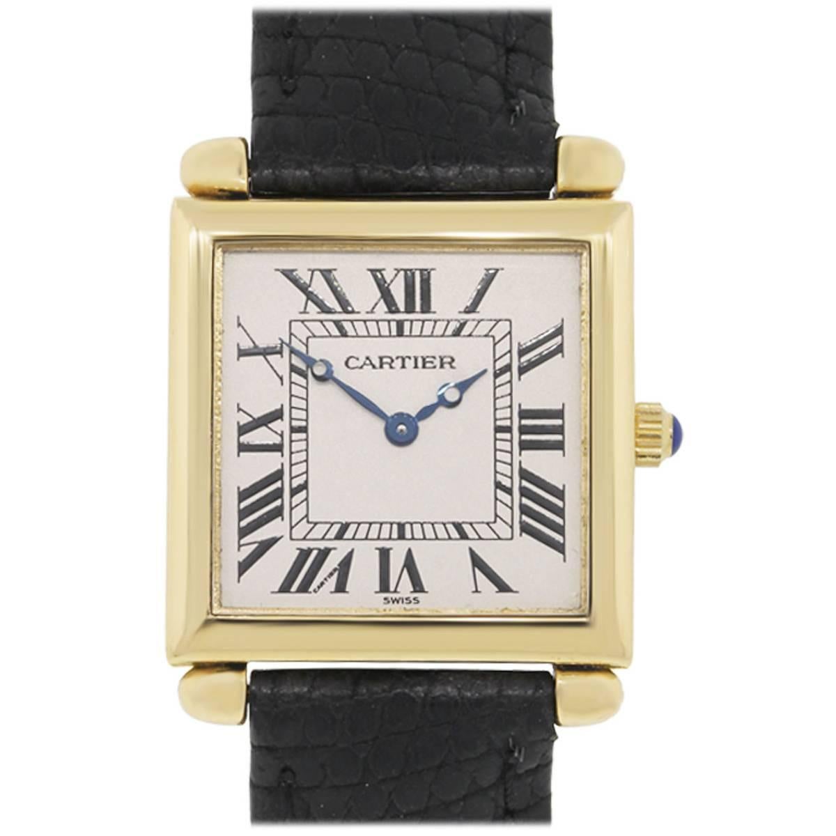 Cartier Yellow Gold Tank 1630 Obus Quartz Wristwatch