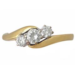 0.46Ct Diamond and 18k Yellow Gold Trilogy Twist Ring - Contemporary 2001 10
