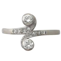 1920s Antique Diamond and White Gold Twist Ring 11