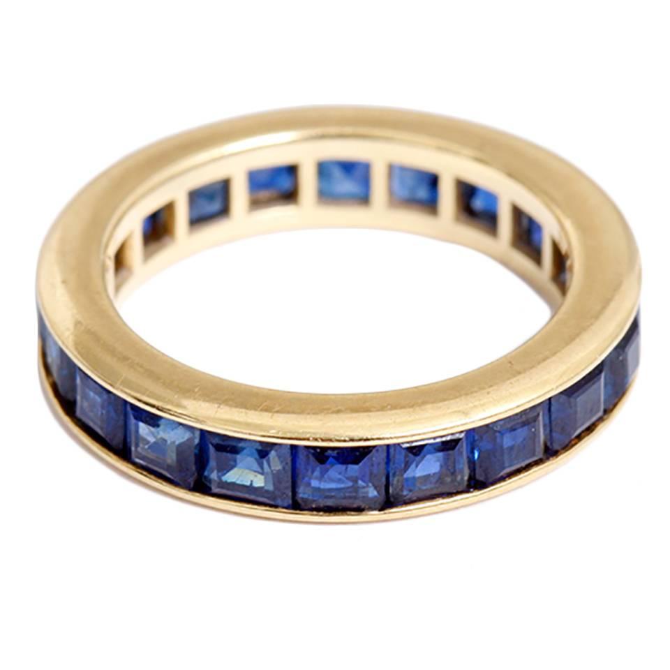 Beautiful Sapphire Gold Eternity Band Ring