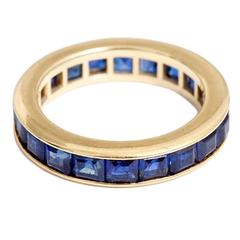 Beautiful Sapphire Gold Eternity Band Ring