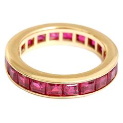 Beautiful Ruby Gold Eternity Band Ring