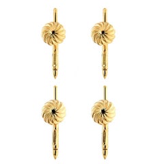 Valentin Magro Set of Four Gold Fluted Swirl Shirt Studs 