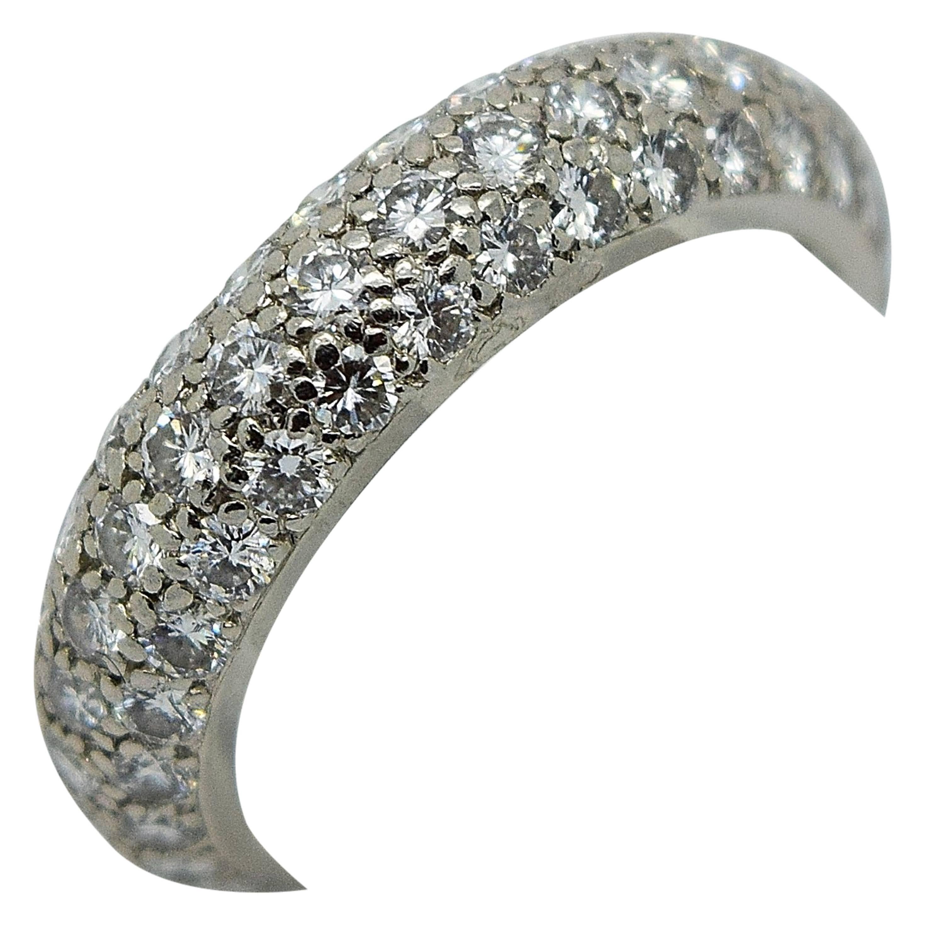 Cartier Paris Pave Diamond Platinum Wedding Band Ring For Sale