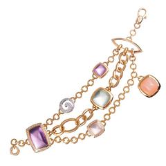 Valente Gemstone Diamond Gold Multi-Strand Bracelet