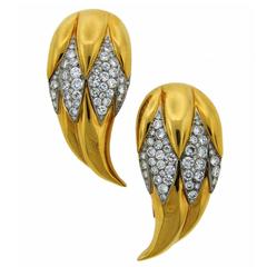 Suzanne Belperron Dents de Loup Diamond Gold Platinum Clip Brooches 3