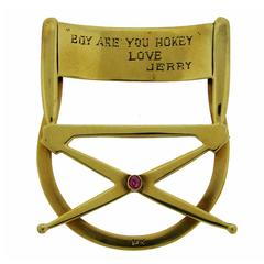 Vintage Ruby Gold Movie Director Hal Walker Chair Money Clip Memorabilia