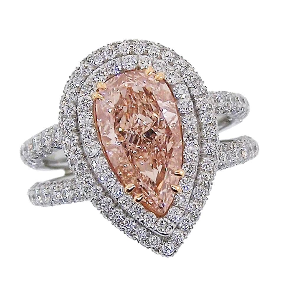Pink Diamond Platinum Ring For Sale