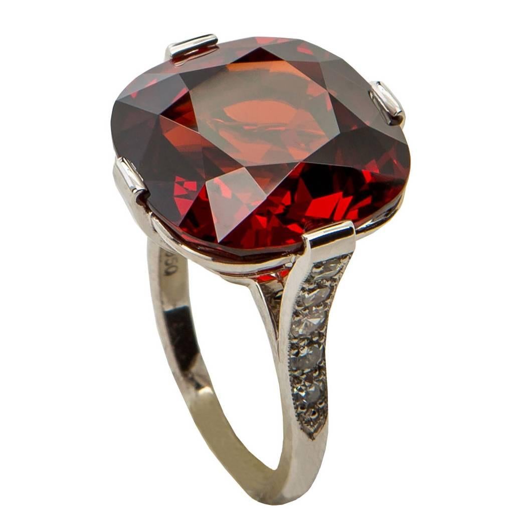 Collectors Gem Spessartite Garnet Diamond Platinum Ring