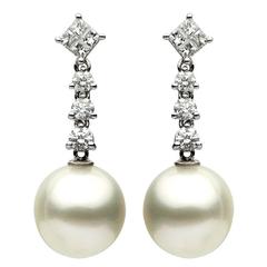 South Sea Pearl Diamond Gold Earrings