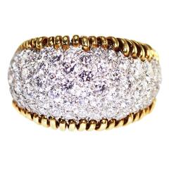 Schlumberger for Tiffany & Co. Pave Diamond Gold Platinum Band Ring