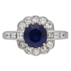 Royal Blue Natural Unenhanced Burmese Sapphire Diamond Platinum Engagement Ring