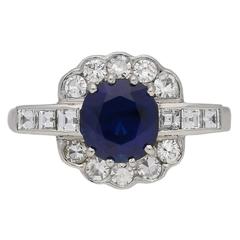 Royal Blue Natural Unenhanced Burmese Sapphire Diamond Platinum Engagement Ring 2