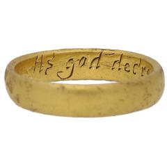 17th-18th Century Gold Posy Ring "As god decreed soe wee agreed" 5