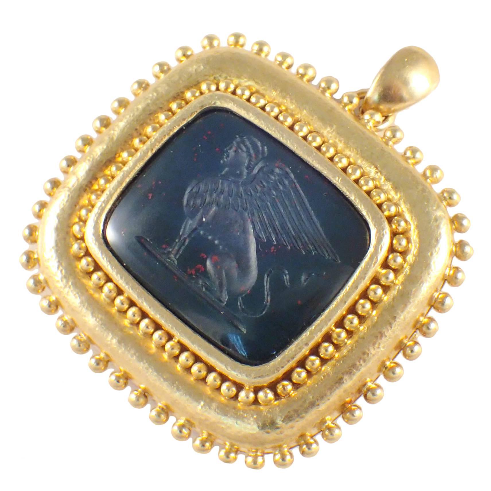 Elizabeth Locke Intaglio Gold Pin Pendant