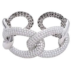 Exceptional Diamond Gold Link Cuff Bracelet