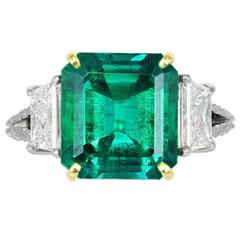 5.00 Carat Colombian Emerald Diamond Gold Platinum Ring