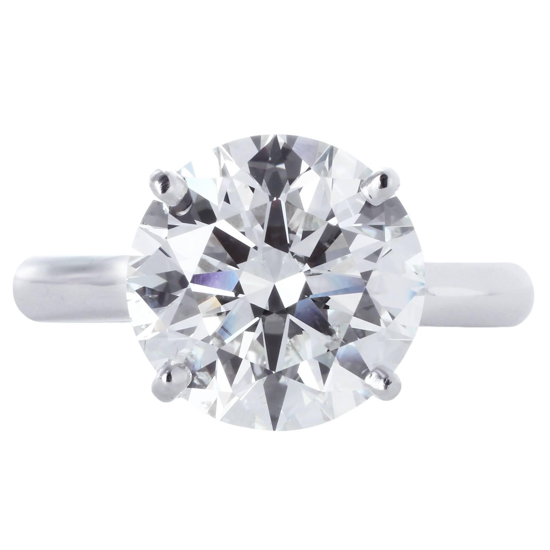 5.08 Carat Round Brilliant Cut Diamond Platinum Ring For Sale